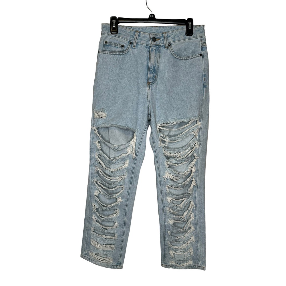 Carmar Women's Jeans Destroyed Ripped Boyfriend Denim Cotton‎ Light Wash Blue 26